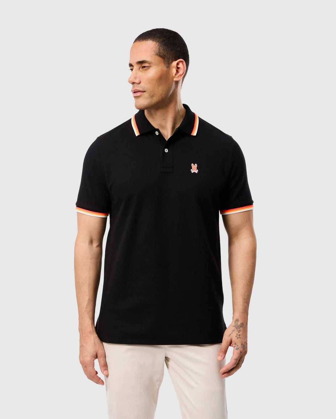 Polos Psycho Bunny Granbury Pique Polo Noir Homme | IFF-82890461